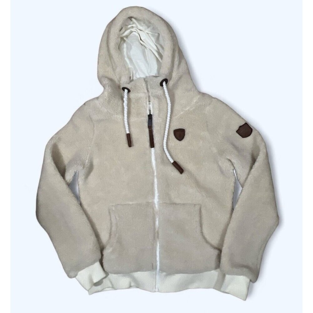 Wanakome Zeus Oatmeal Sherpa Hoodie Jacket full zip size LARGE